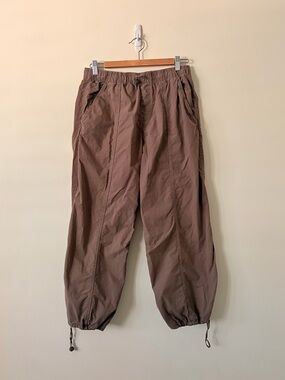 Zara Drawstring Hem Pants - Brown